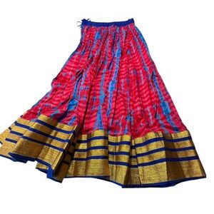 Vibrant Red and Gold Women's Skirt and scarf from India